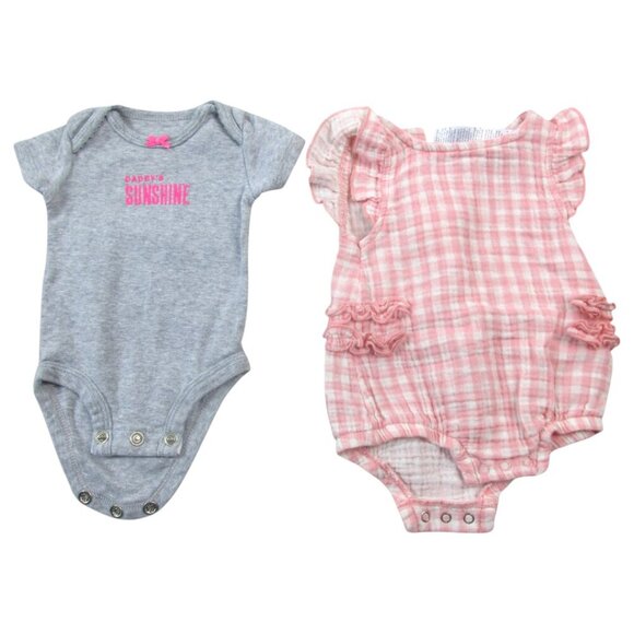 Lot of 2 Carter's Onesies Bodysuits Baby Girl Newborn Gray Pink Daddy’s Sunshine - Picture 1 of 6